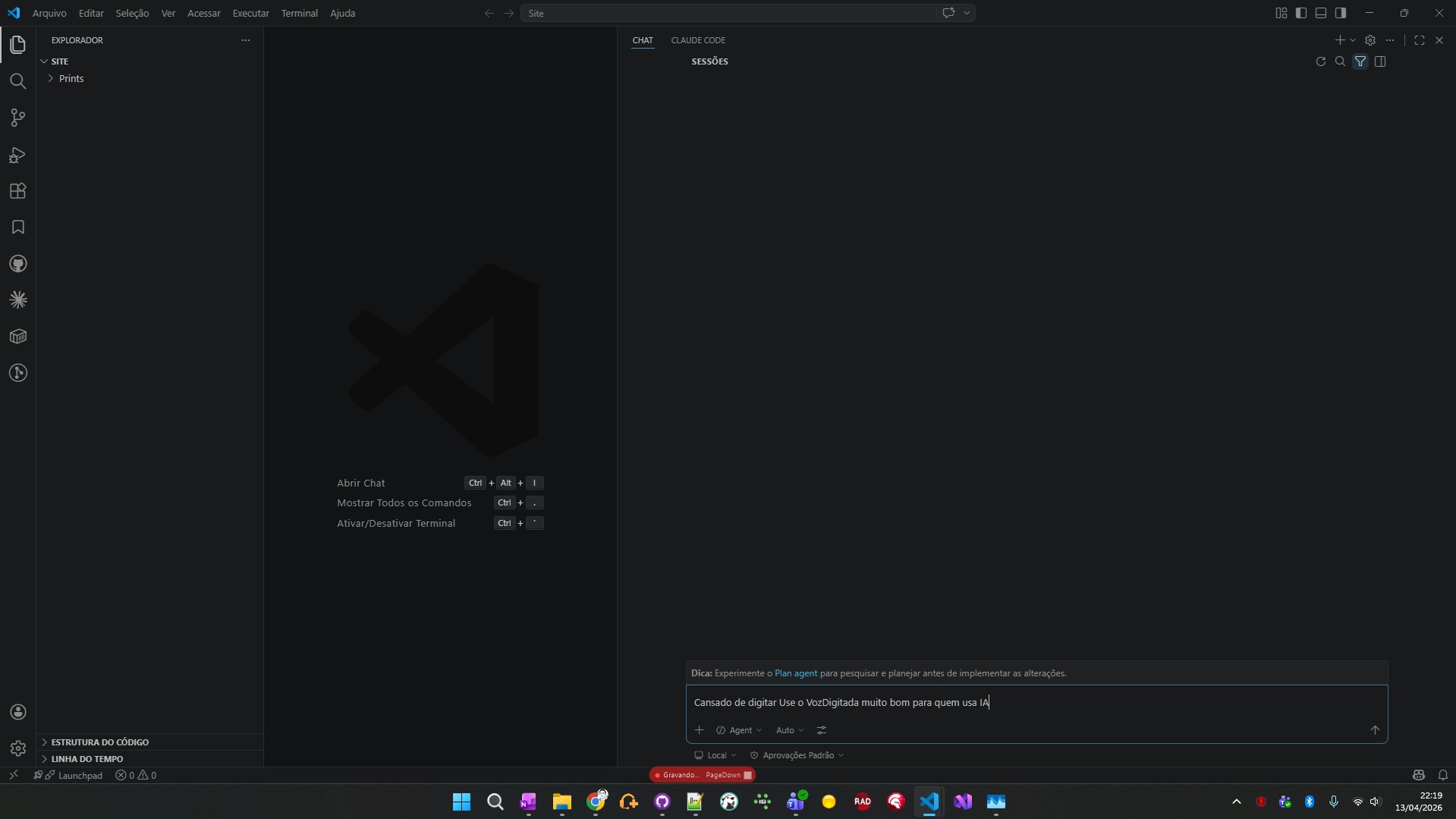VozDigitada gravando e digitando